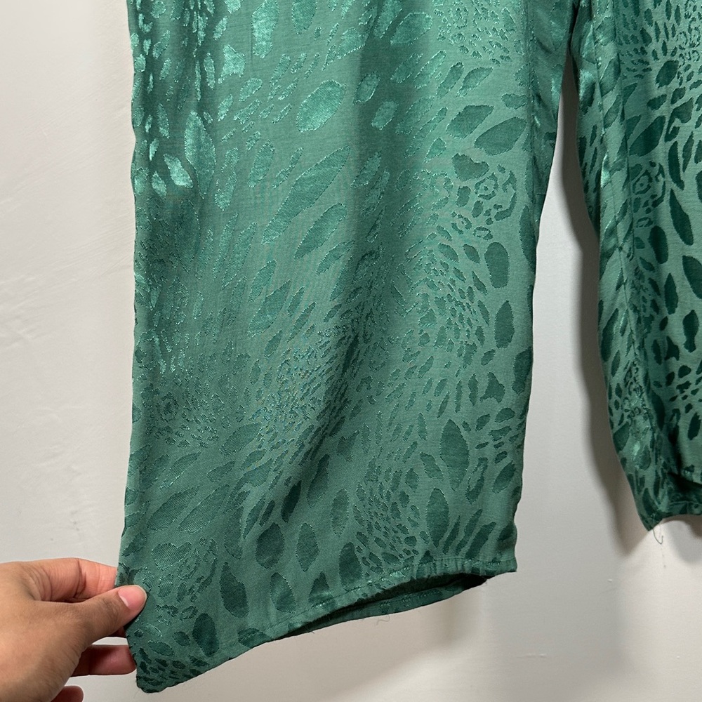 Topshop Emerald Green Statement Wide-Leg Jumpsuit – Tie Neck – Size 6 - Picture 8 of 15